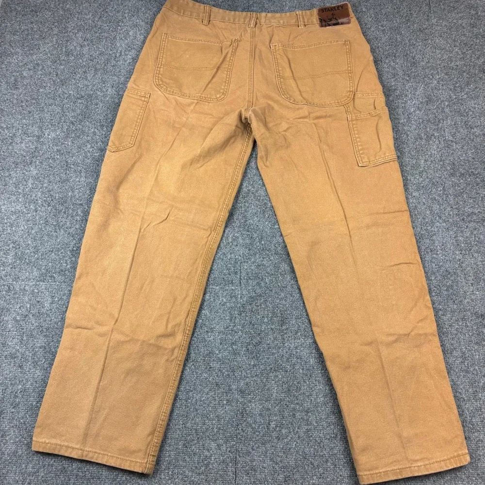 Stanley‎ Mens 38x32 Brown Duck Canvas Carpenter Work Pants Straight Leg Cotton